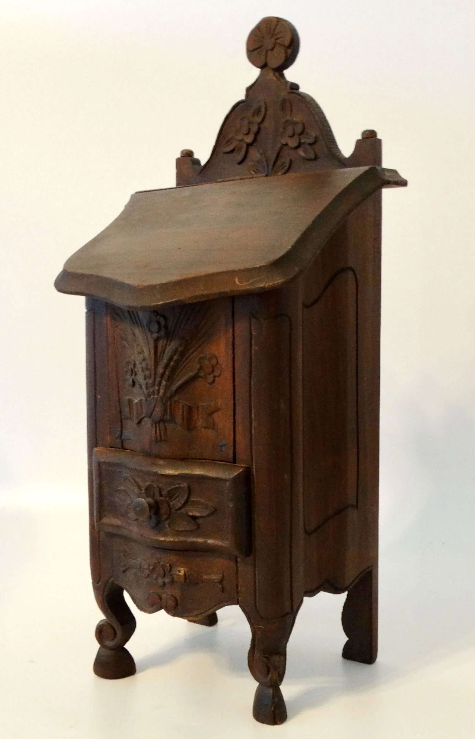 Antique Diminutive French Salt Box Table Cabinet Boite a Sel - 11