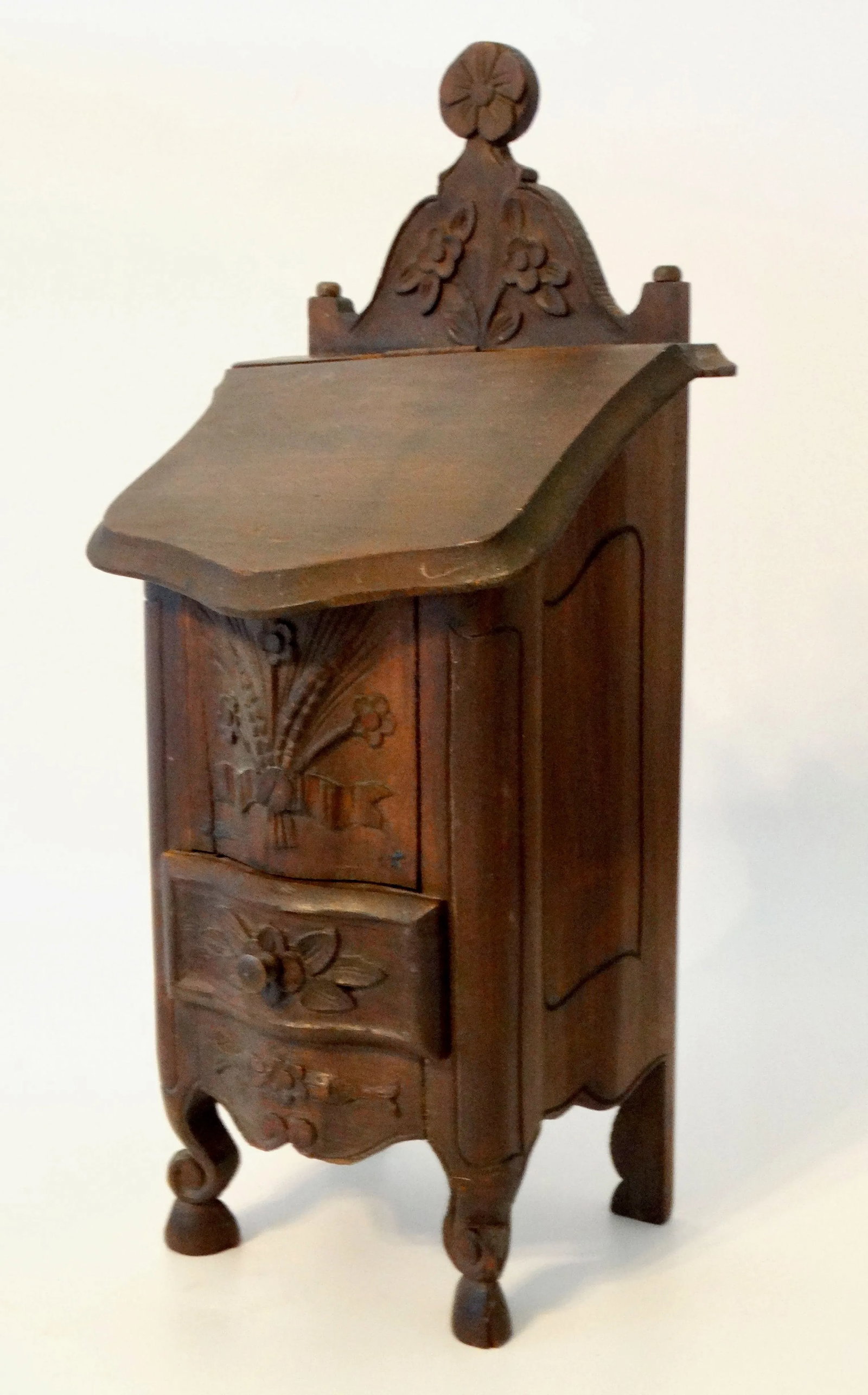Antique Diminutive French Salt Box Table Cabinet Boite a Sel - 9