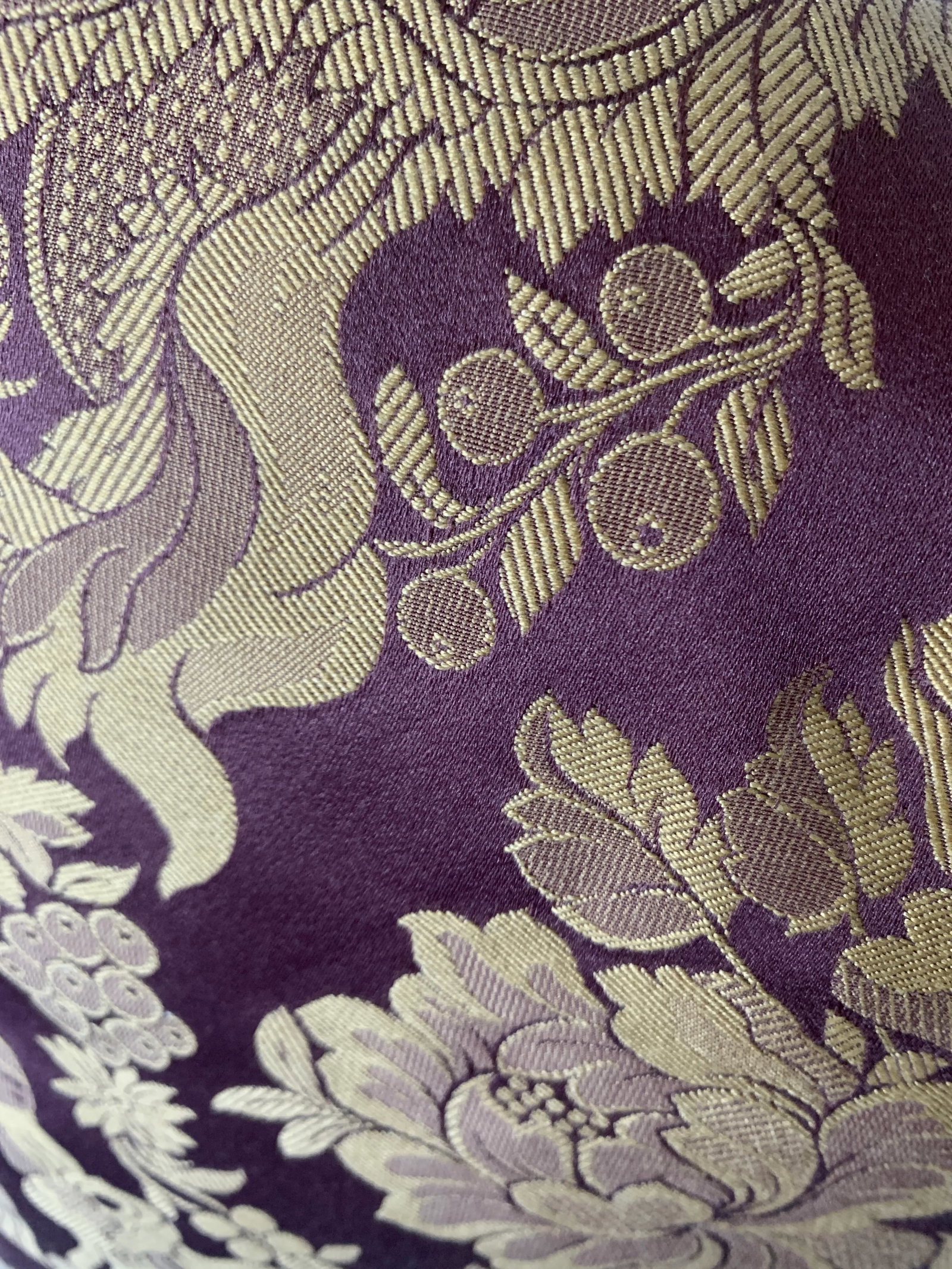 Contemporary Italian Burgundy Silk Damask Pillows- a Pair - 7