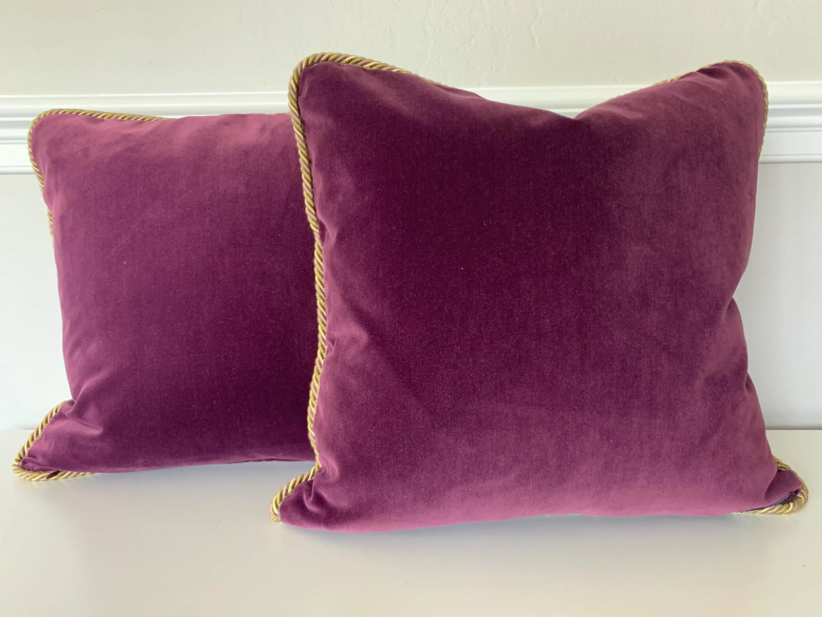 Contemporary Italian Burgundy Silk Damask Pillows- a Pair - 8