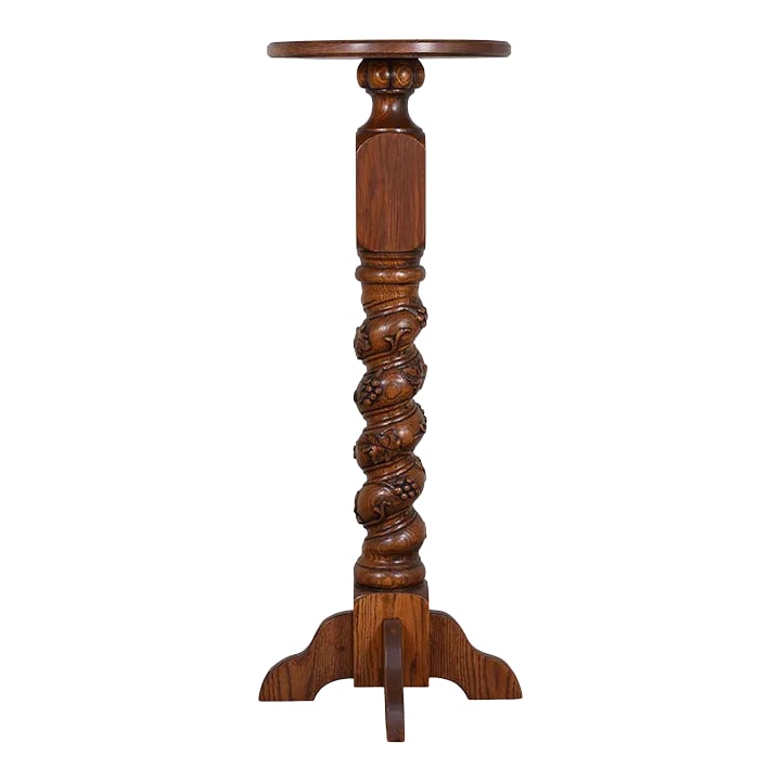 Contemporary Carved Oak Plant Stand (1 of 6)