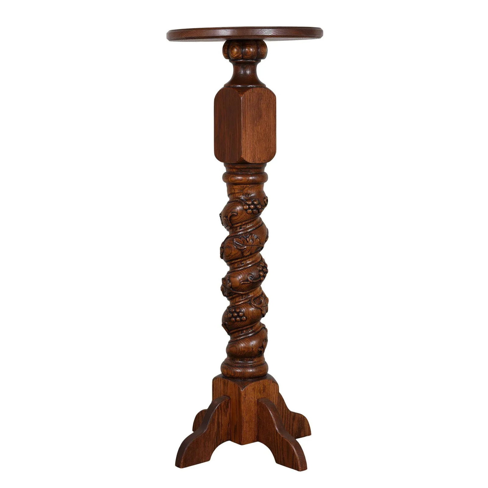 Contemporary Carved Oak Plant Stand - 2