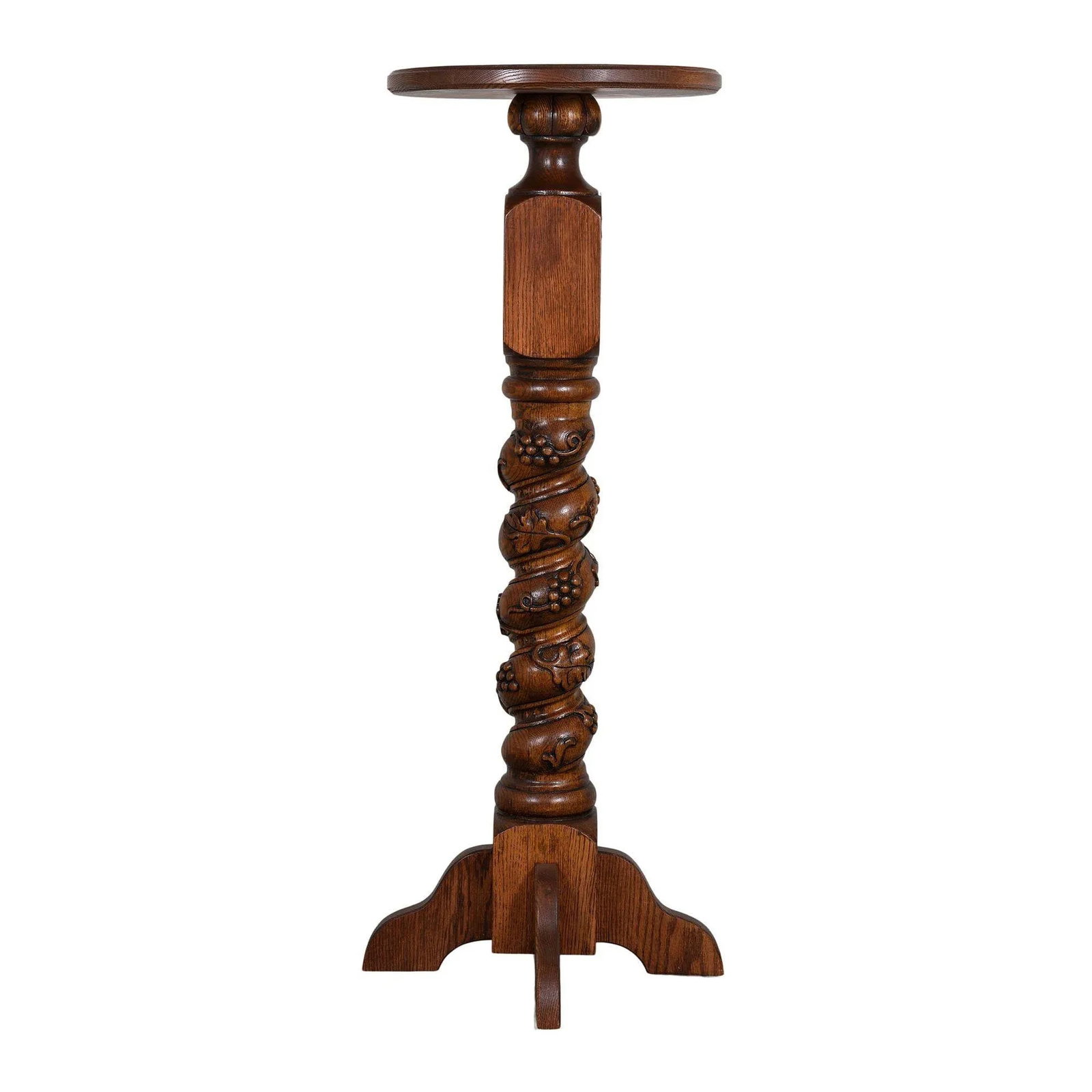 Contemporary Carved Oak Plant Stand - 3