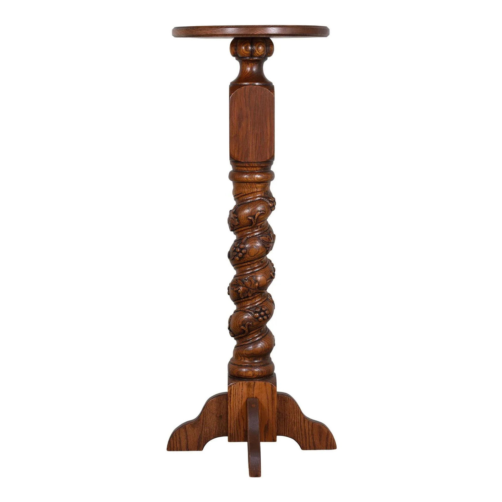 Contemporary Carved Oak Plant Stand - 6