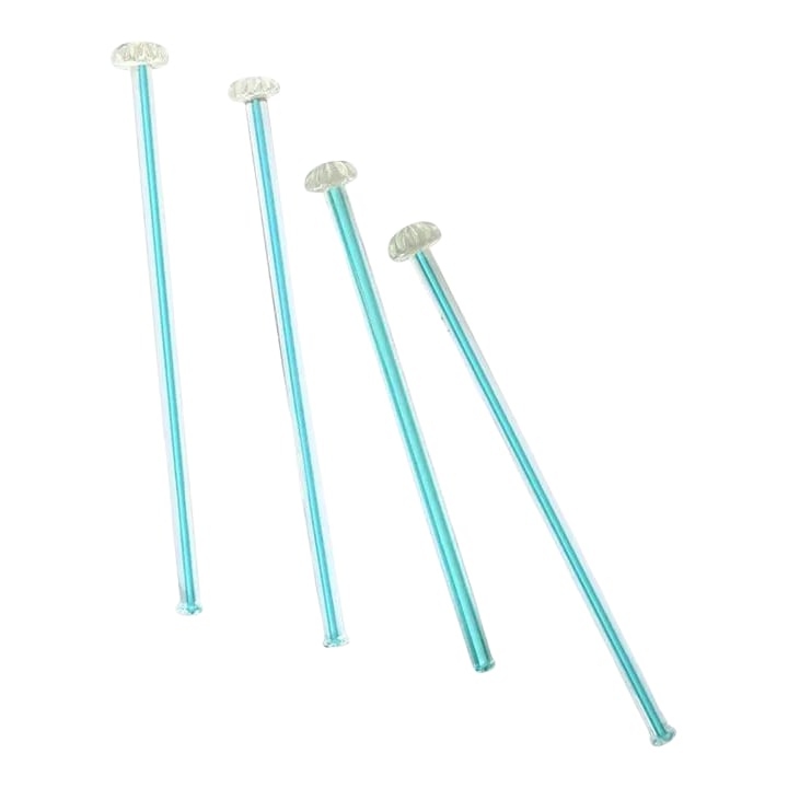 Italian Murano Art Glass Cocktail Stirrers - Set of 4: A very beautiful and rare set of four (4) vintage hand crafted Italian Murano art glass cocktail stirrers, circa mid-20th century, Italy. Set is both transparent/clear and turquoise blue art glass