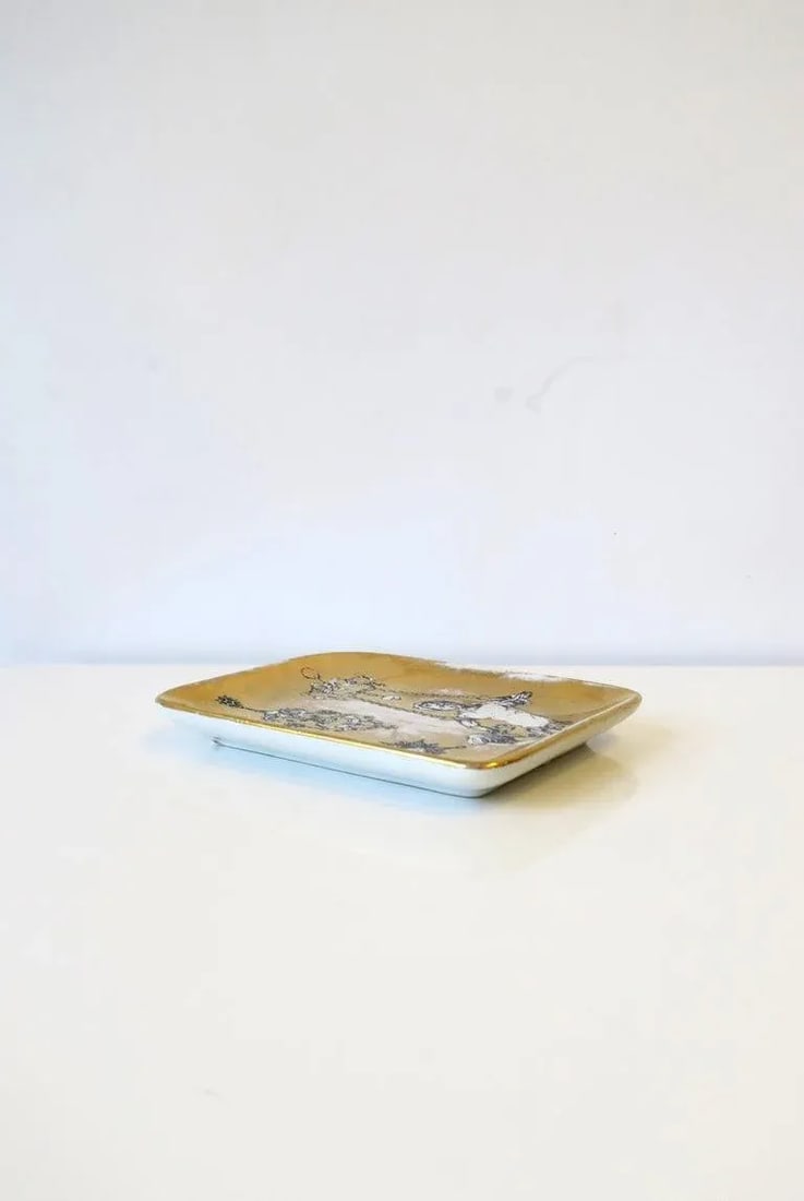Fornasetti Black and Gold Catchall Jewelry Dish Tray - 10
