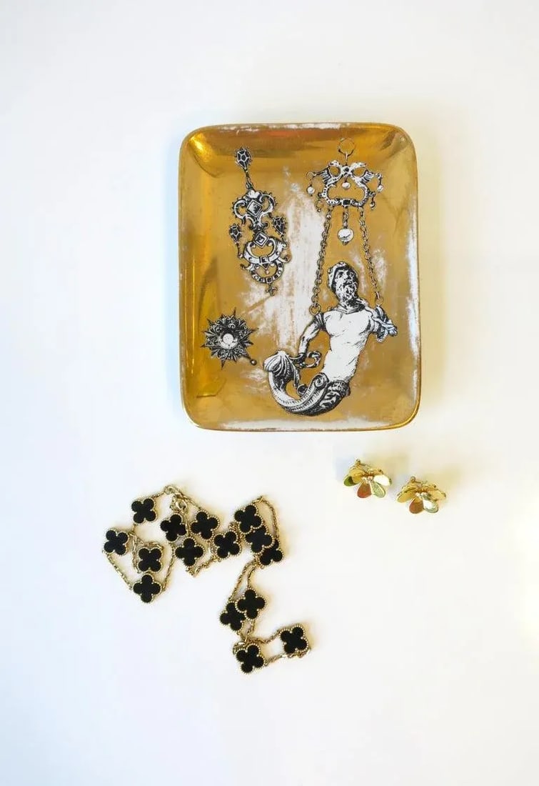 Fornasetti Black and Gold Catchall Jewelry Dish Tray - 3