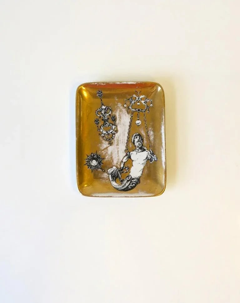 Fornasetti Black and Gold Catchall Jewelry Dish Tray - 5