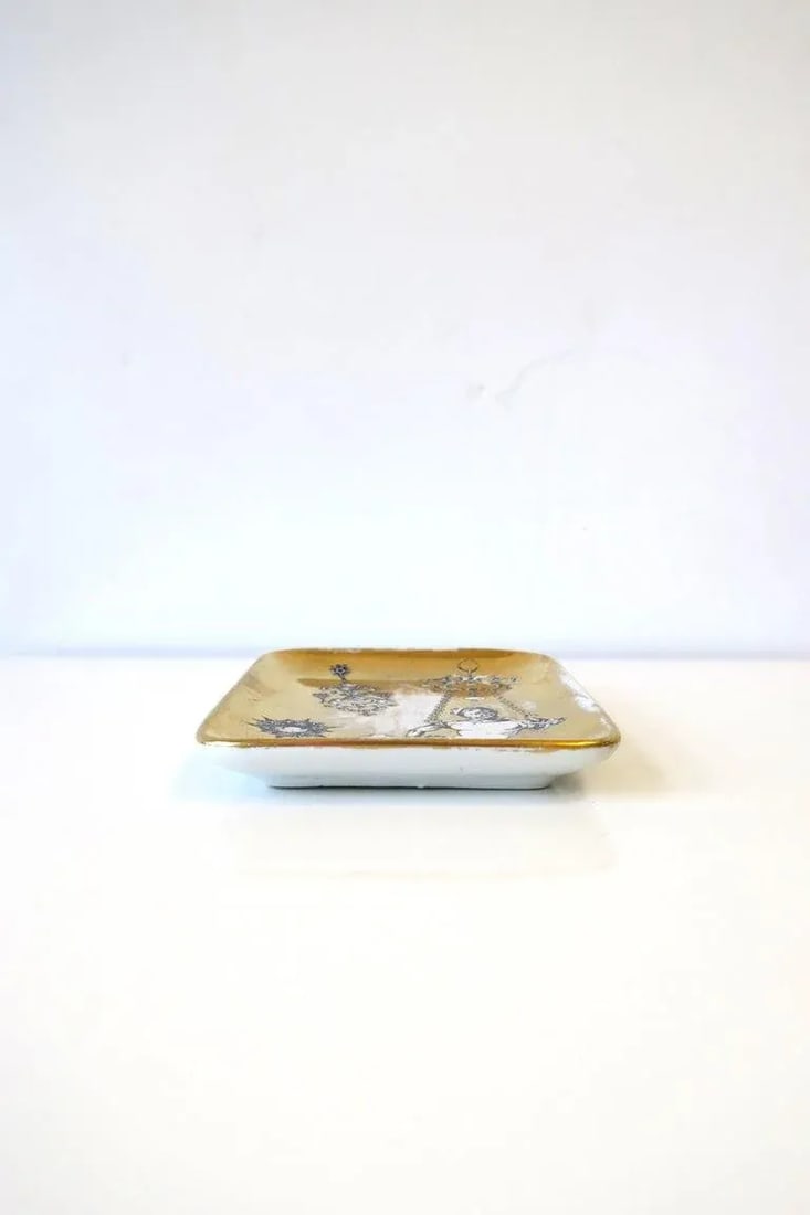 Fornasetti Black and Gold Catchall Jewelry Dish Tray - 9