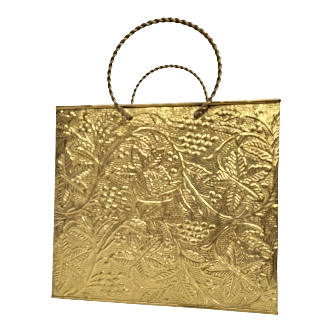 Vintage Brass Embossed Leaves Shopping Bag Magazine Stand (1 of 10)