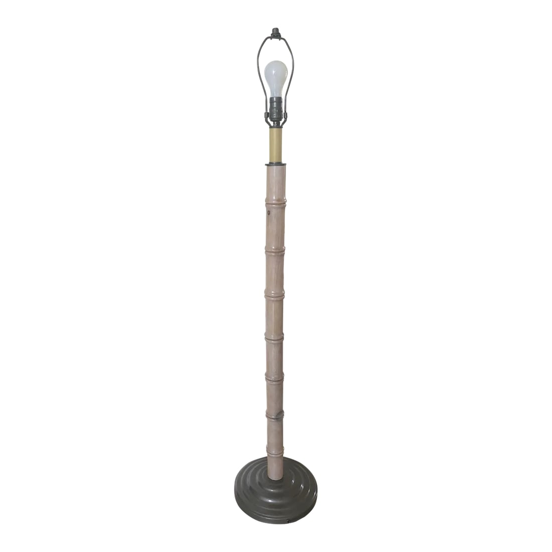 Vintage Midcentury Boho Carved Wood Faux Bamboo Floor Lamp (1 of 11)
