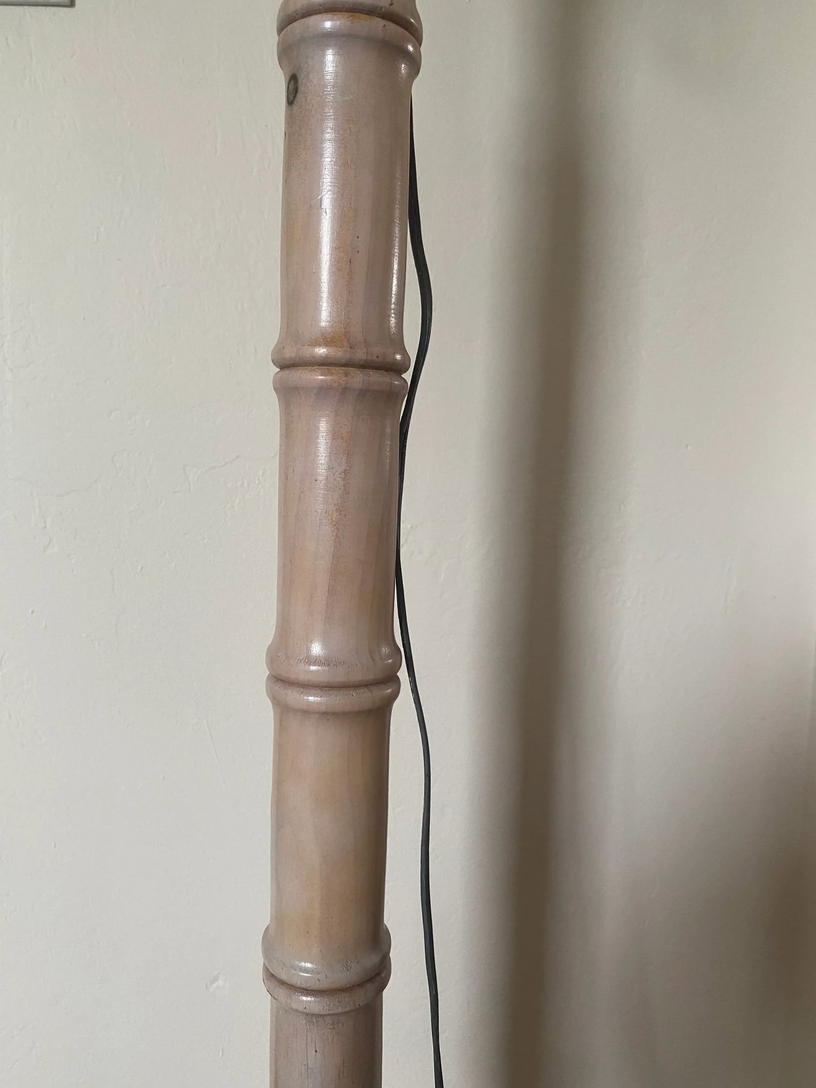 Vintage Midcentury Boho Carved Wood Faux Bamboo Floor Lamp - 2