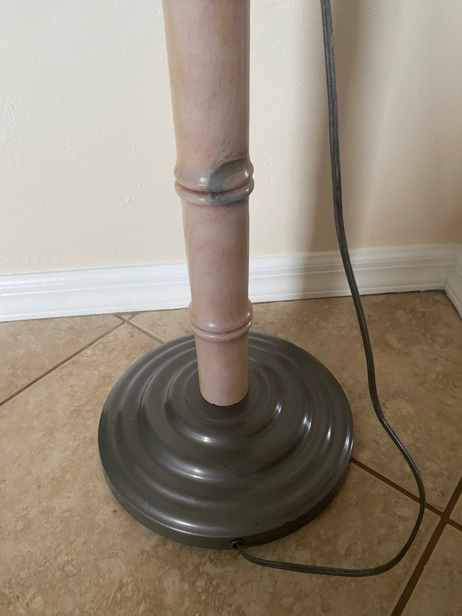 Vintage Midcentury Boho Carved Wood Faux Bamboo Floor Lamp - 3
