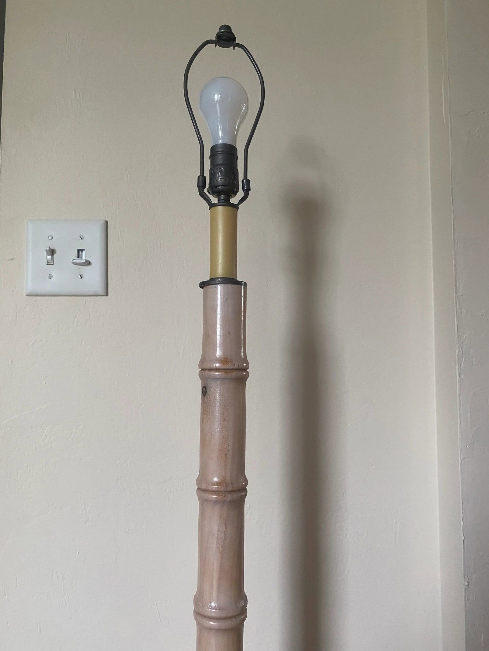 Vintage Midcentury Boho Carved Wood Faux Bamboo Floor Lamp - 6