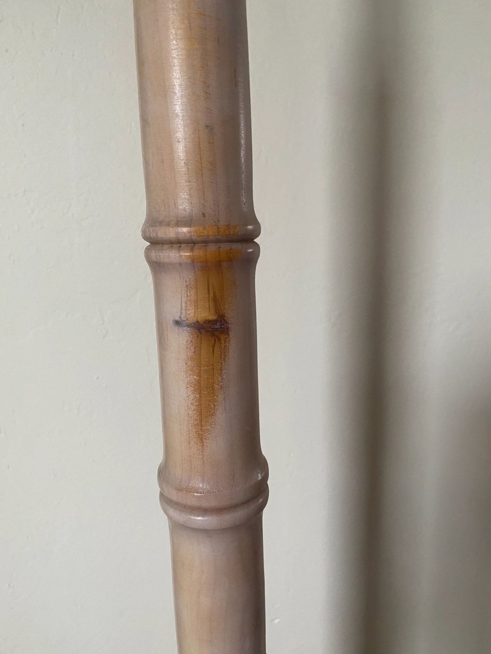 Vintage Midcentury Boho Carved Wood Faux Bamboo Floor Lamp - 7