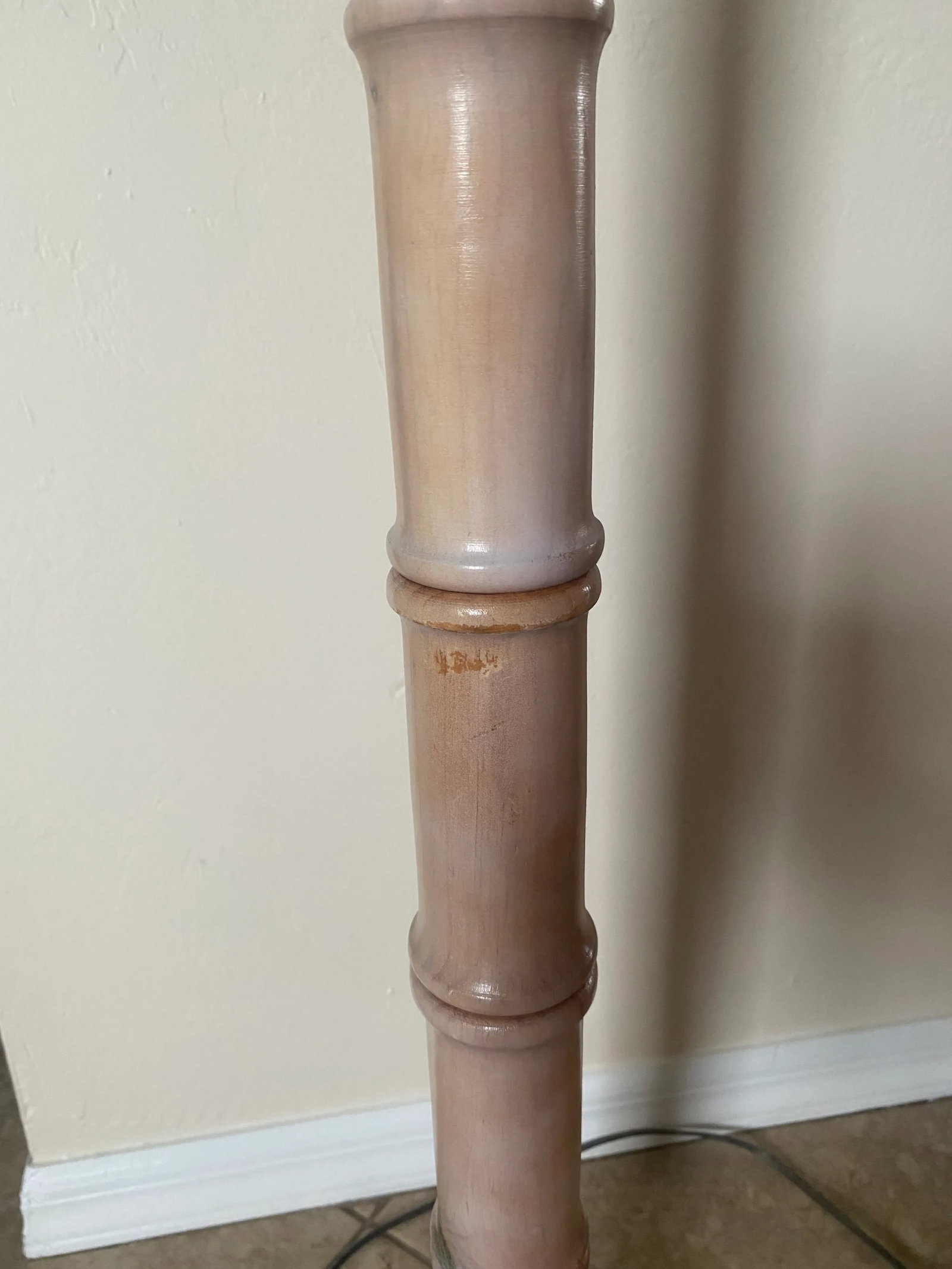 Vintage Midcentury Boho Carved Wood Faux Bamboo Floor Lamp - 8