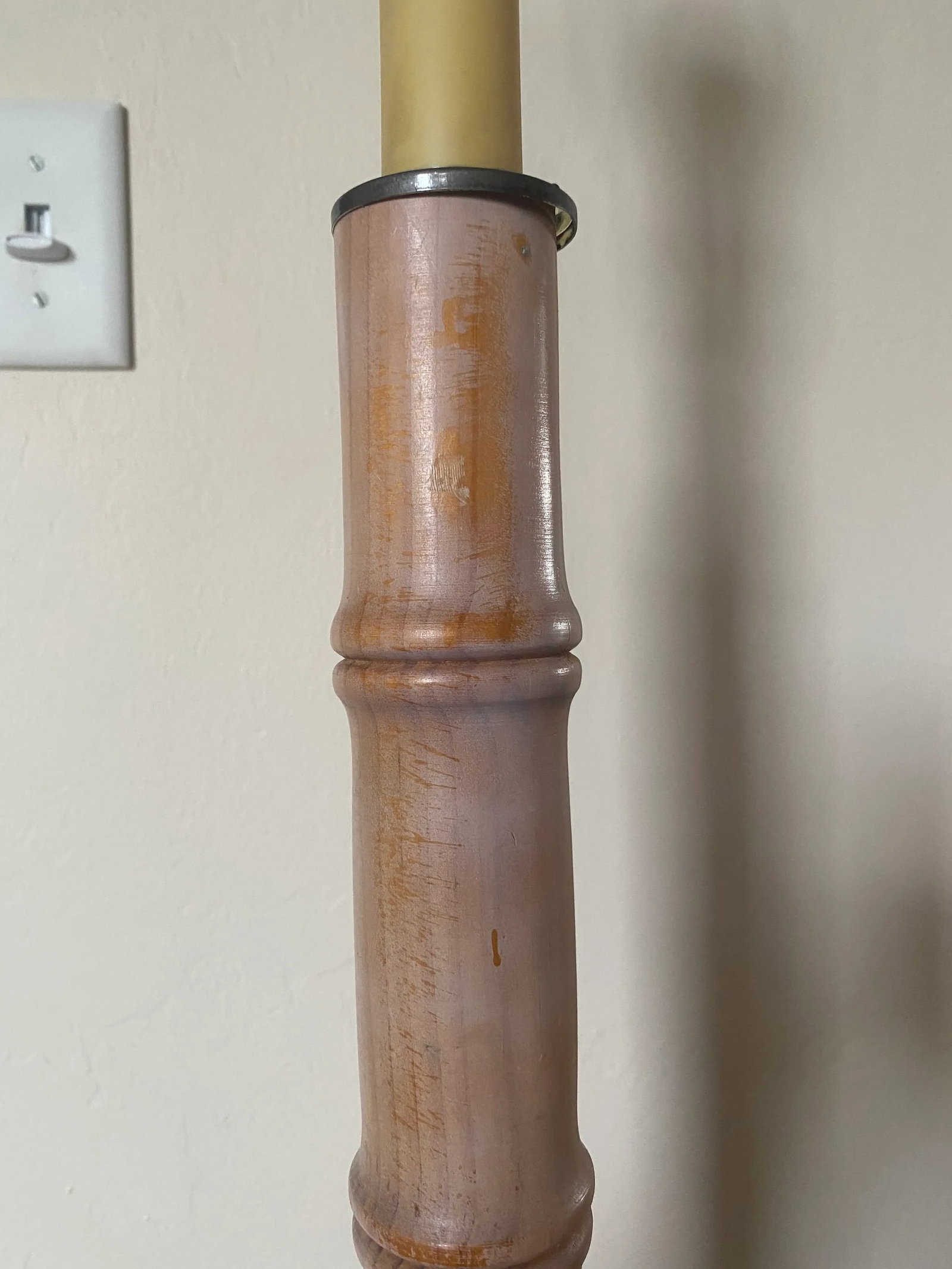Vintage Midcentury Boho Carved Wood Faux Bamboo Floor Lamp - 9