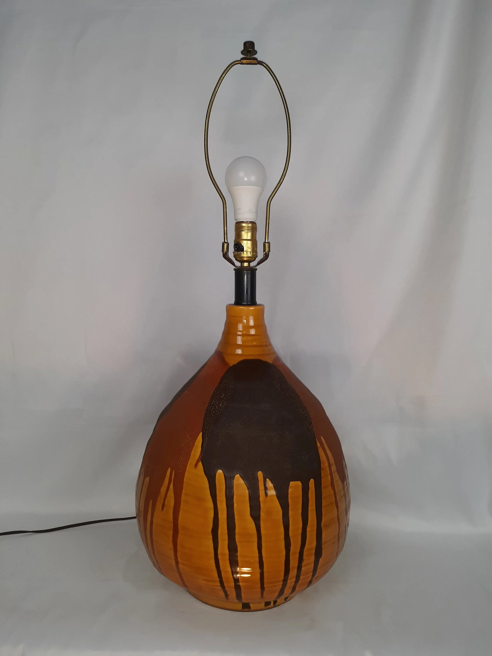 Vintage Large Drip Glaze Table Lamp - 11
