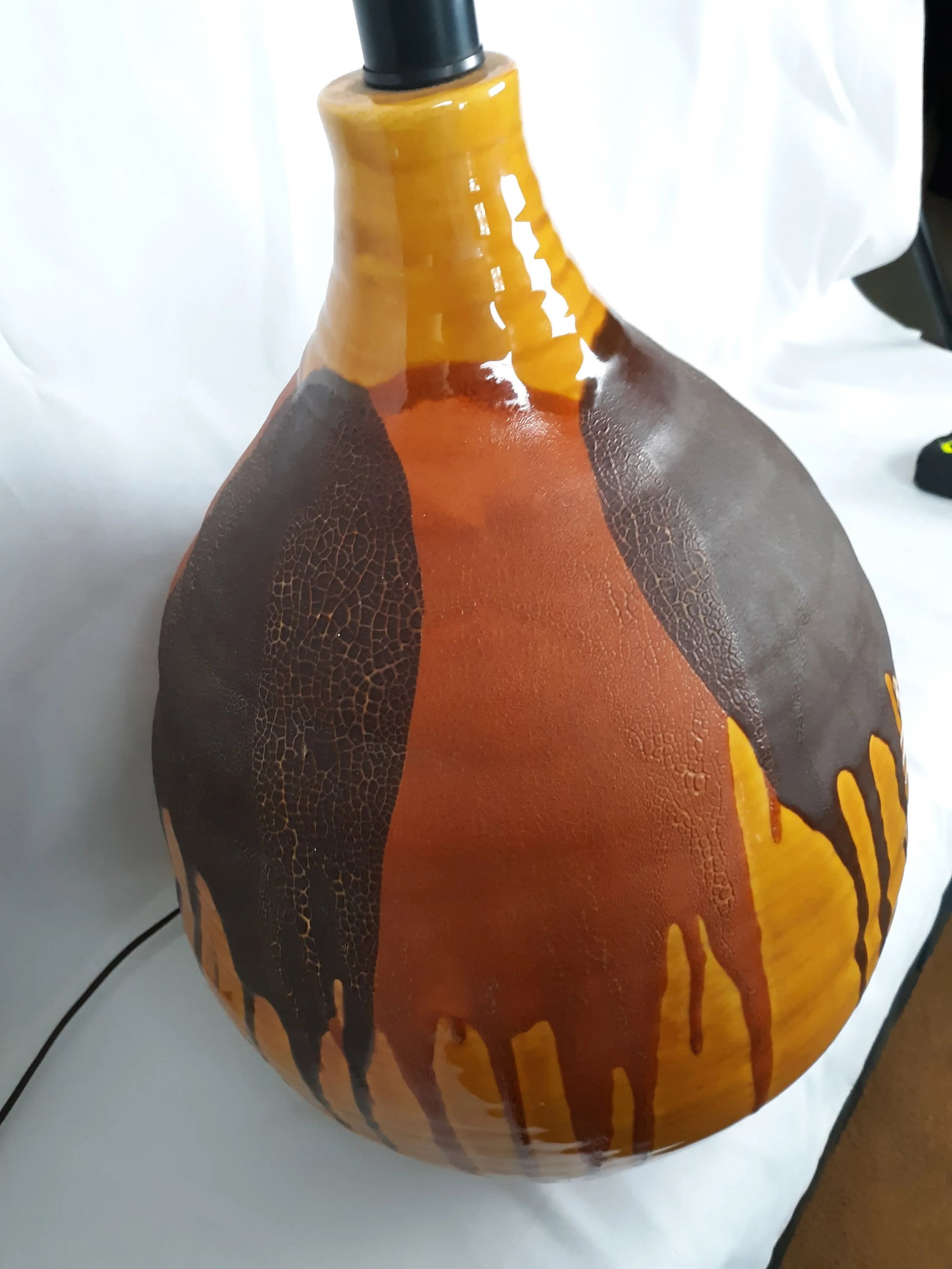 Vintage Large Drip Glaze Table Lamp - 7