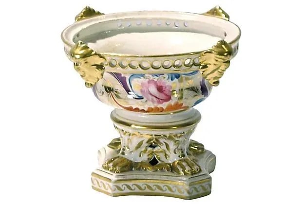 Antique Hand-Painted Floral and Gilt Urn - 2