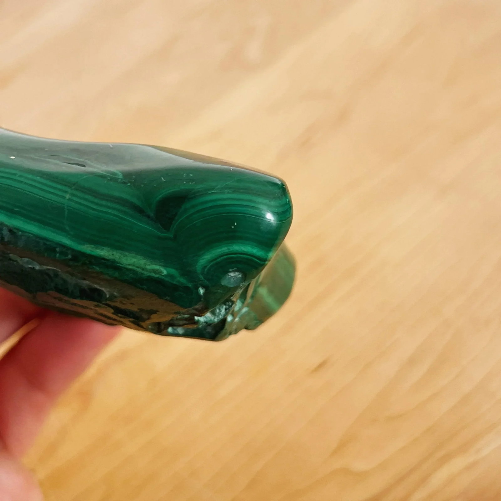 Hand Carved Trinket Dish in Green Malachite Stone - 9