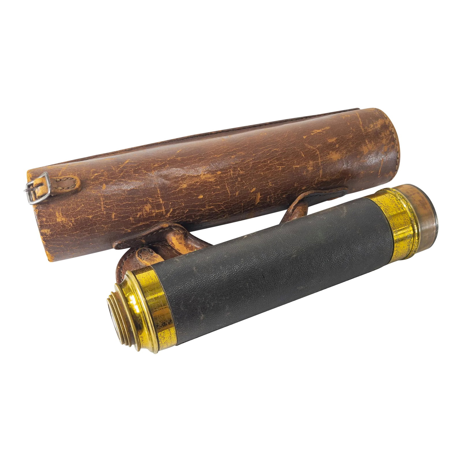 19th Century Brass and Leather Extending Nautical Maritime Telescope Spyglass (1 of 11)