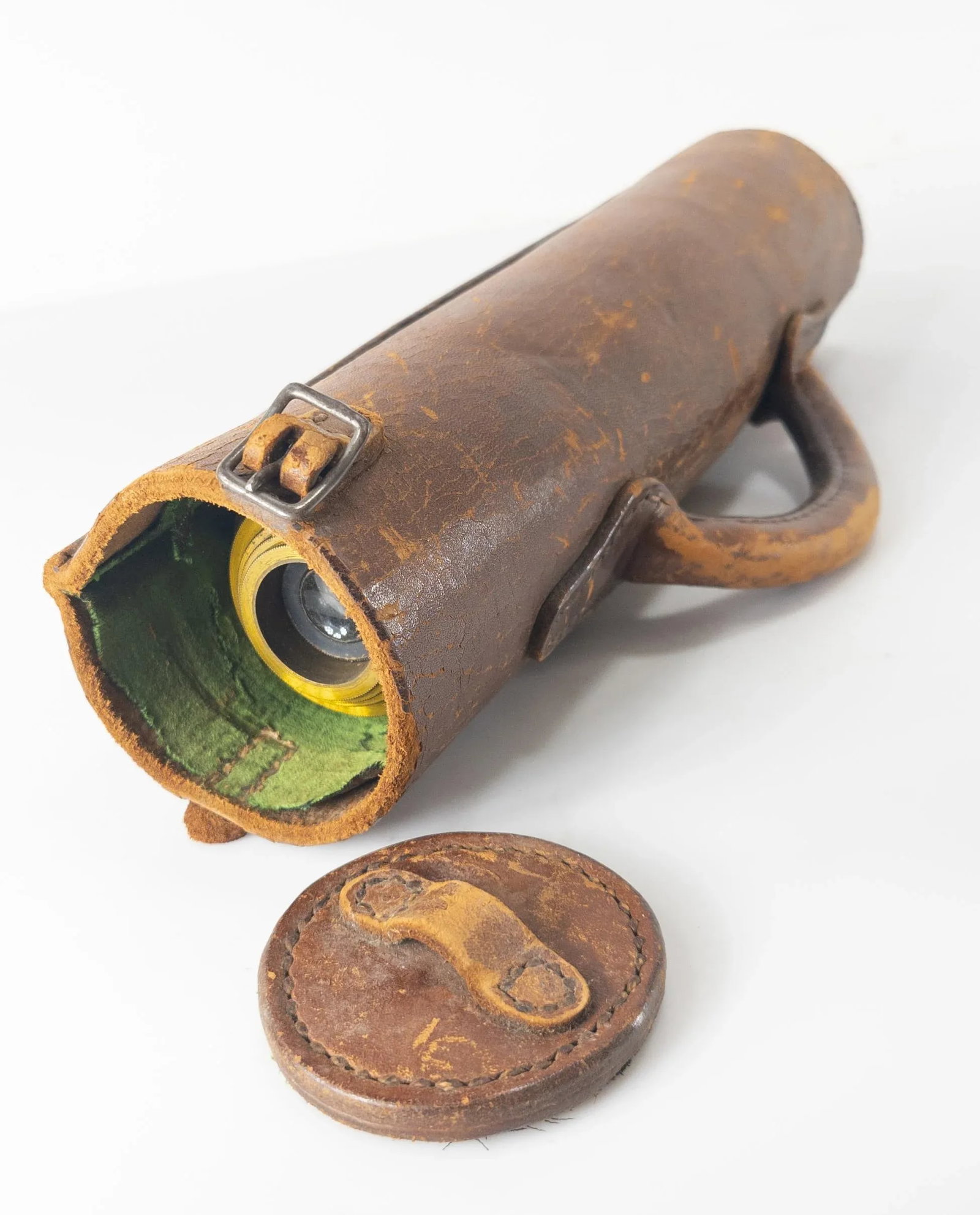19th Century Brass and Leather Extending Nautical Maritime Telescope Spyglass - 3