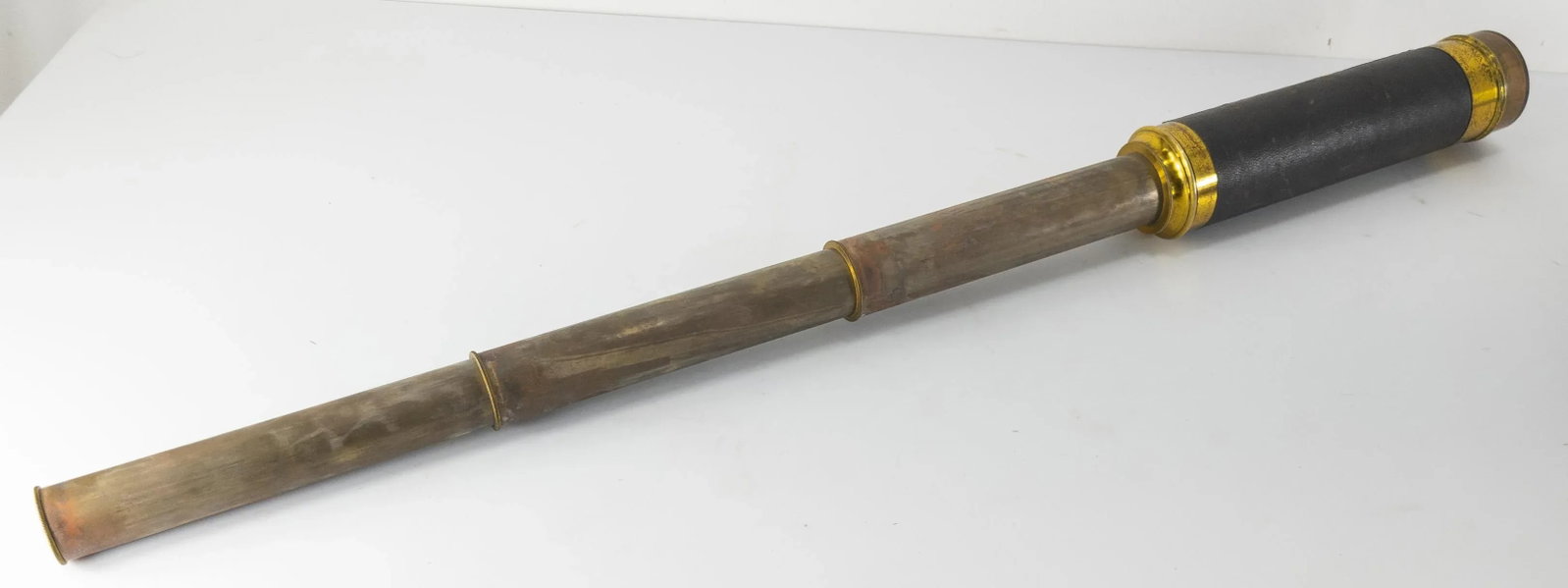 19th Century Brass and Leather Extending Nautical Maritime Telescope Spyglass - 8