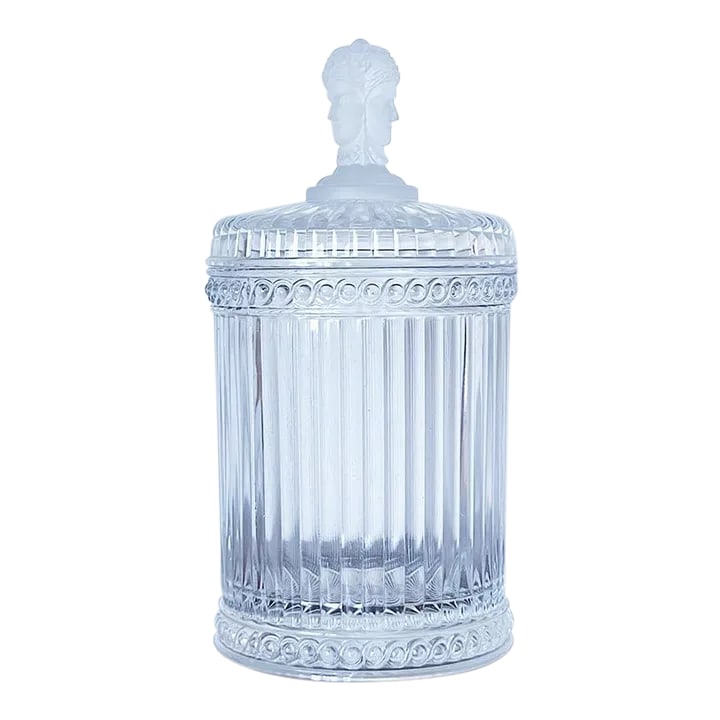 Antique Three-Faces Biscuit Jar in Glass With Satin Glass Three-Face Handle: Antique Three-Faces Biscuit Jar in Glass with Satin Glass Three-Face Handle Measures 9.5H x 5D Please visit my other listings for more curated treasures. Condition: Alterations: Original Condition