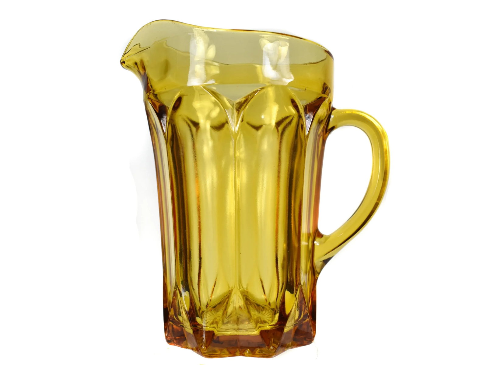 Vintage Amber Serving Drink Iced Tea Whitehall Pattern Glasses and Pitcher - 7 Pieces - 3
