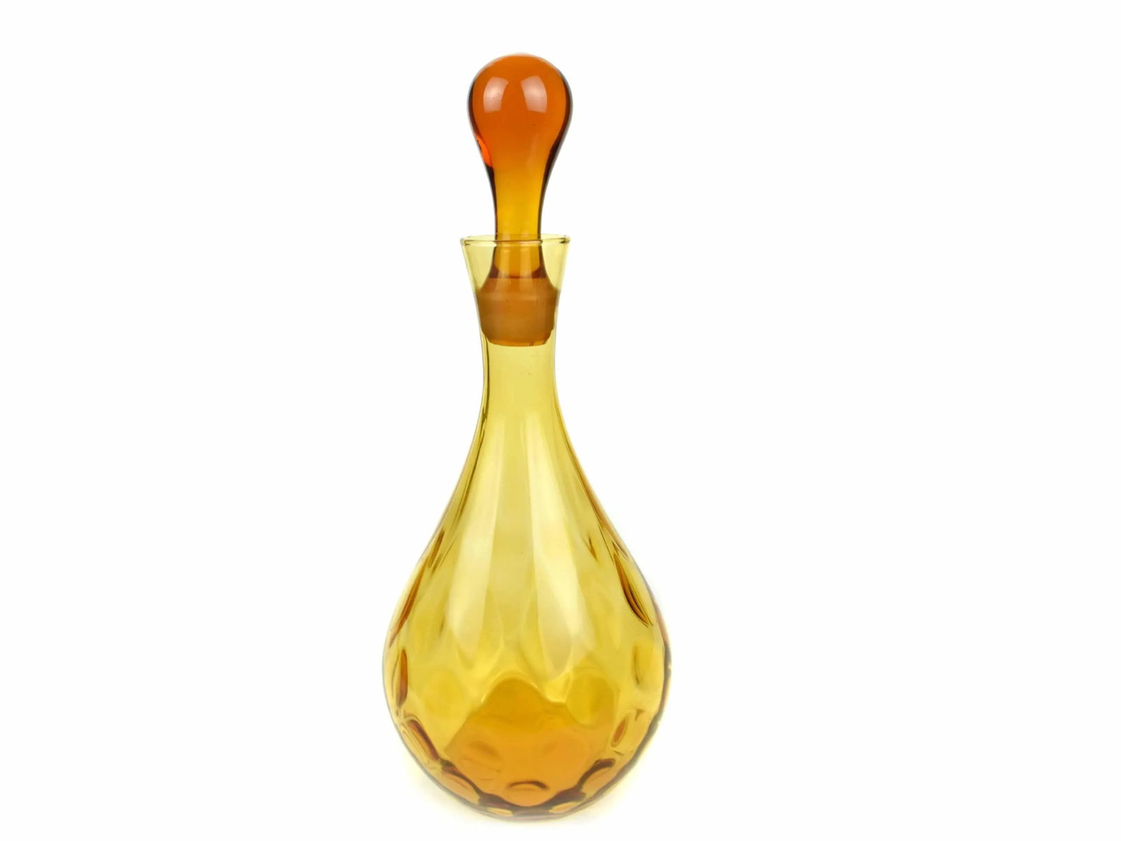 Mid Century Modern Italian Amber Glass Decanter Carafe - 2