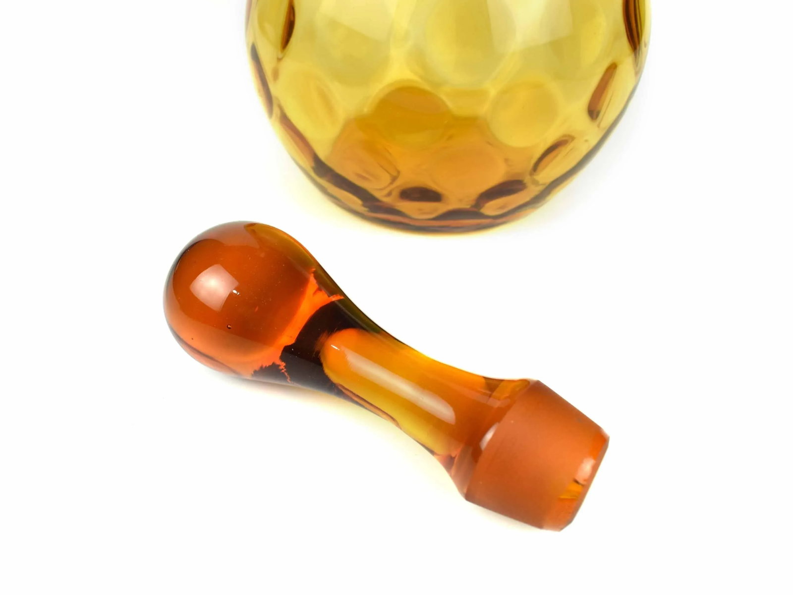 Mid Century Modern Italian Amber Glass Decanter Carafe - 5