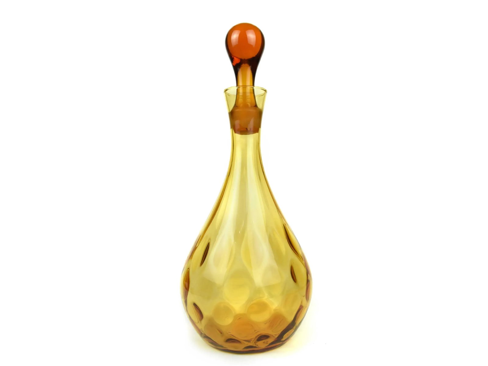 Mid Century Modern Italian Amber Glass Decanter Carafe - 6