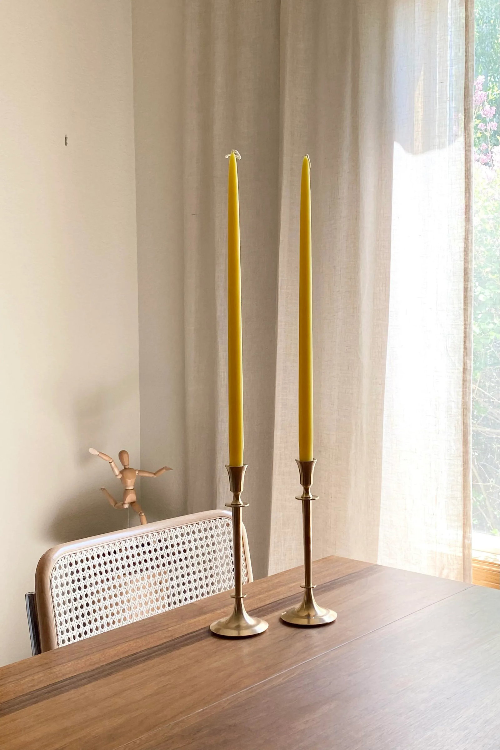 Elegant Tall Dirilyte Brass Candle Holders, a Pair - 2