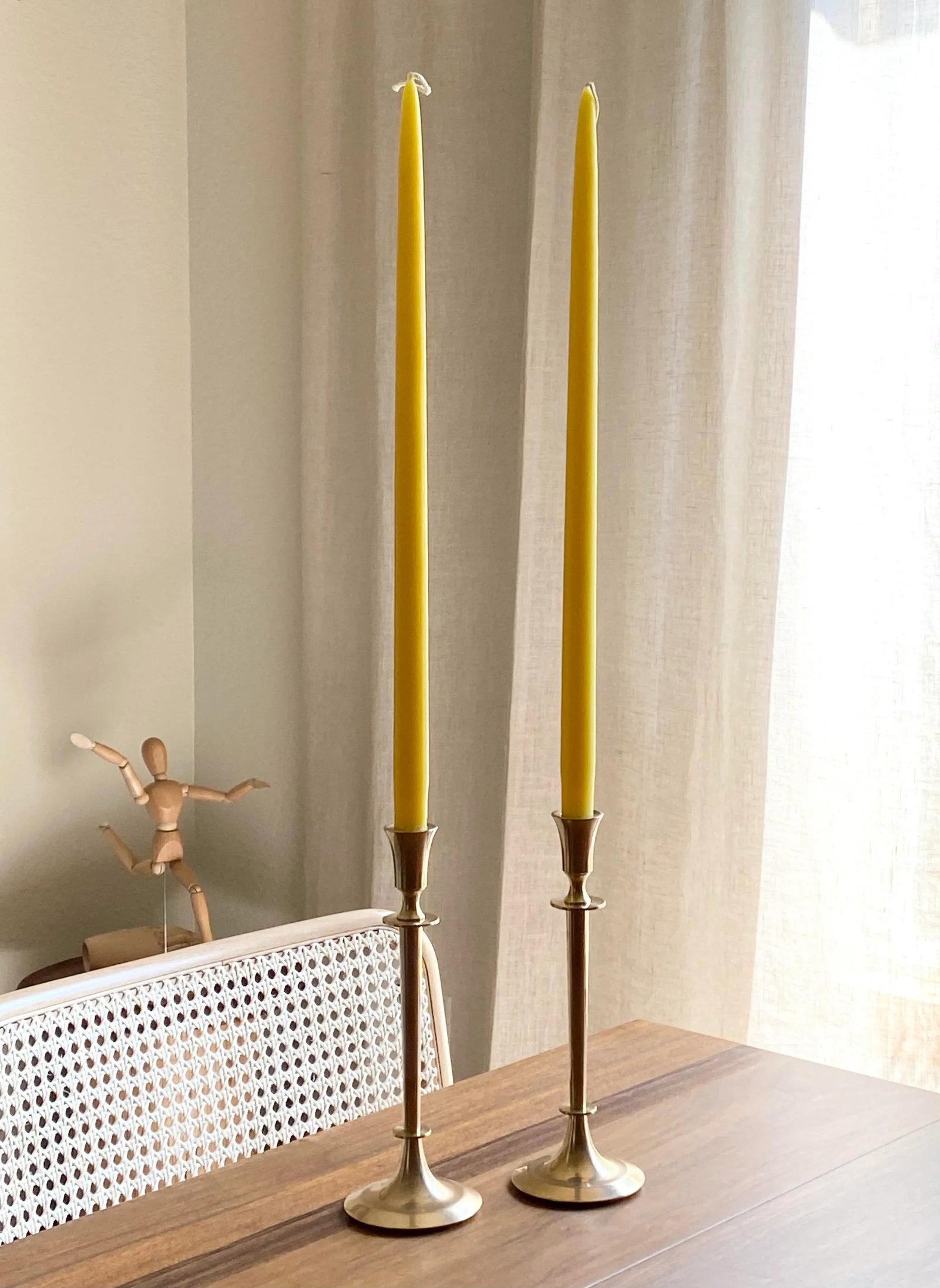 Elegant Tall Dirilyte Brass Candle Holders, a Pair - 3