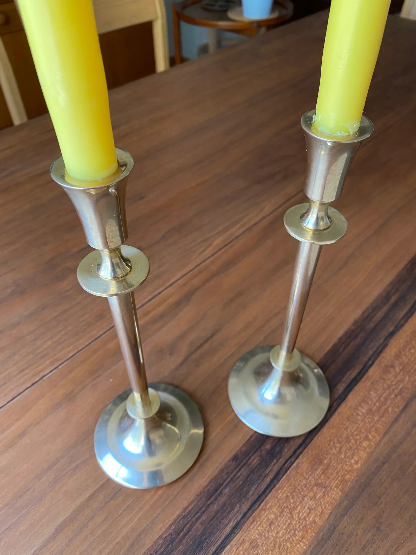 Elegant Tall Dirilyte Brass Candle Holders, a Pair - 4