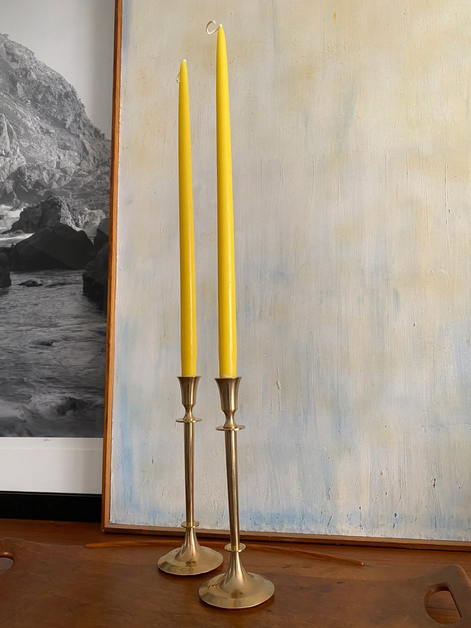 Elegant Tall Dirilyte Brass Candle Holders, a Pair - 6