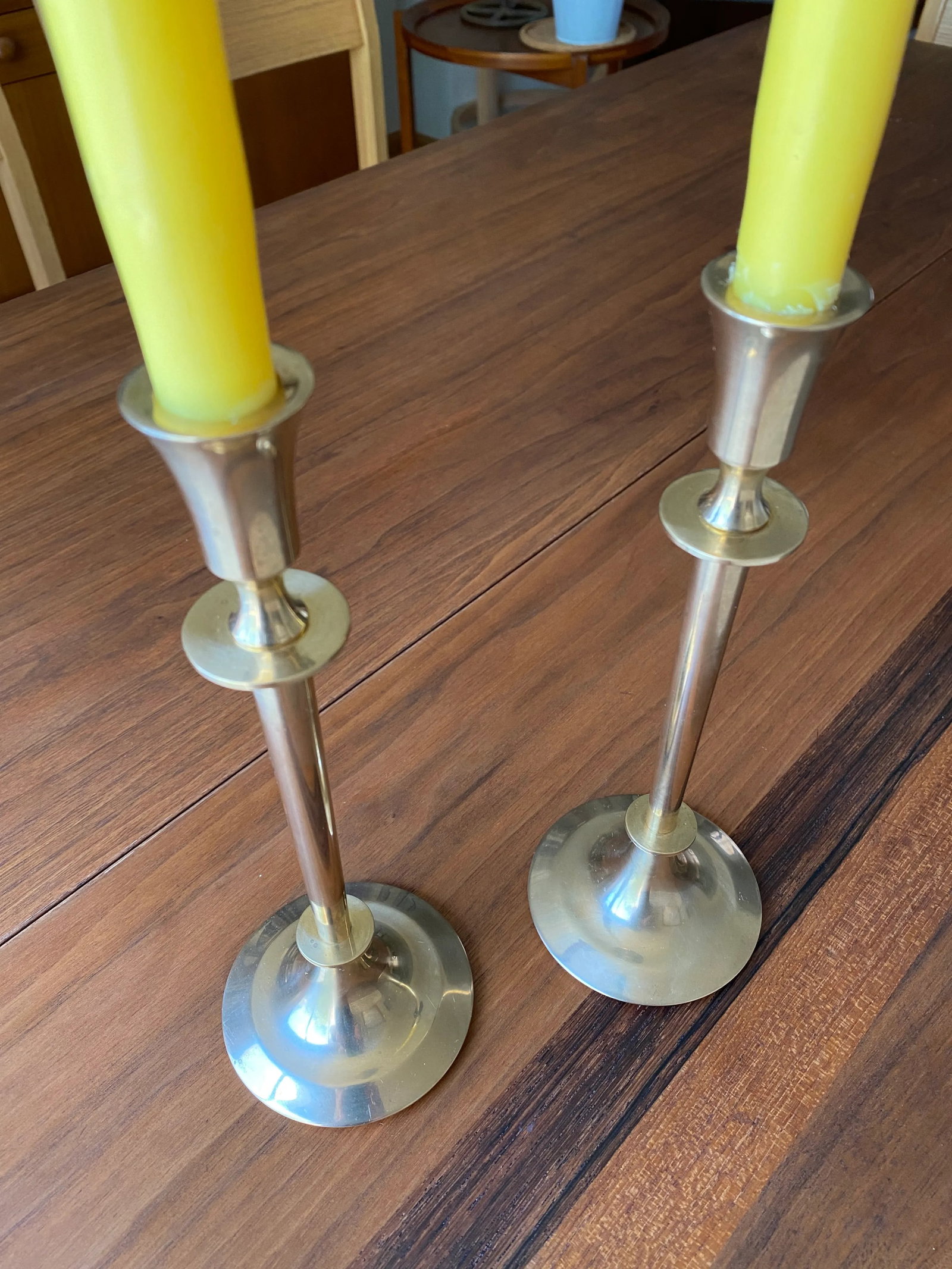 Elegant Tall Dirilyte Brass Candle Holders, a Pair - 7