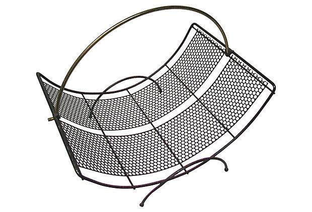Vintage Perforated Metal Curved Magazine or Log Rack (1 of 2)