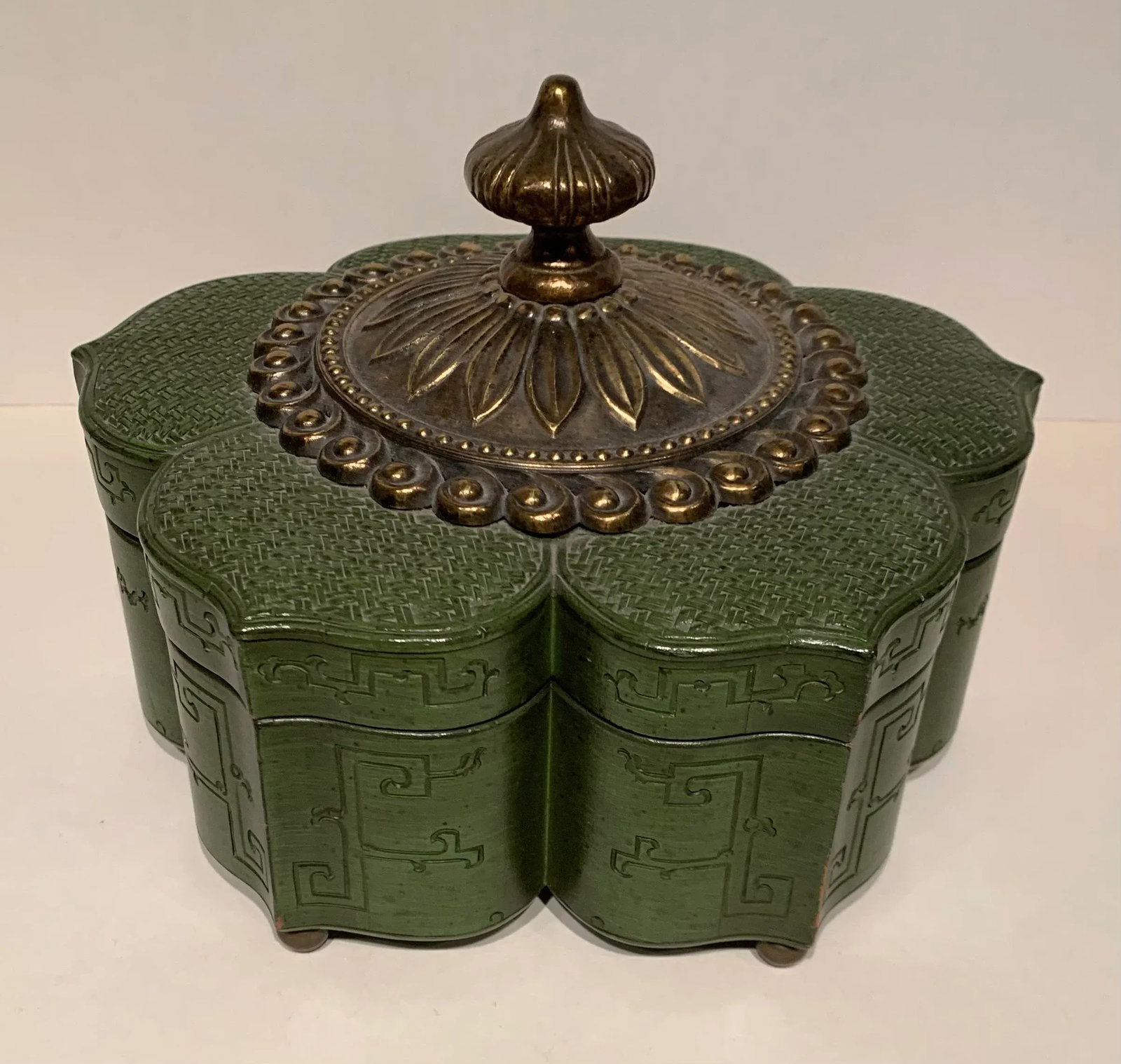 Vintage Lotus Wood Lidded Box - 13