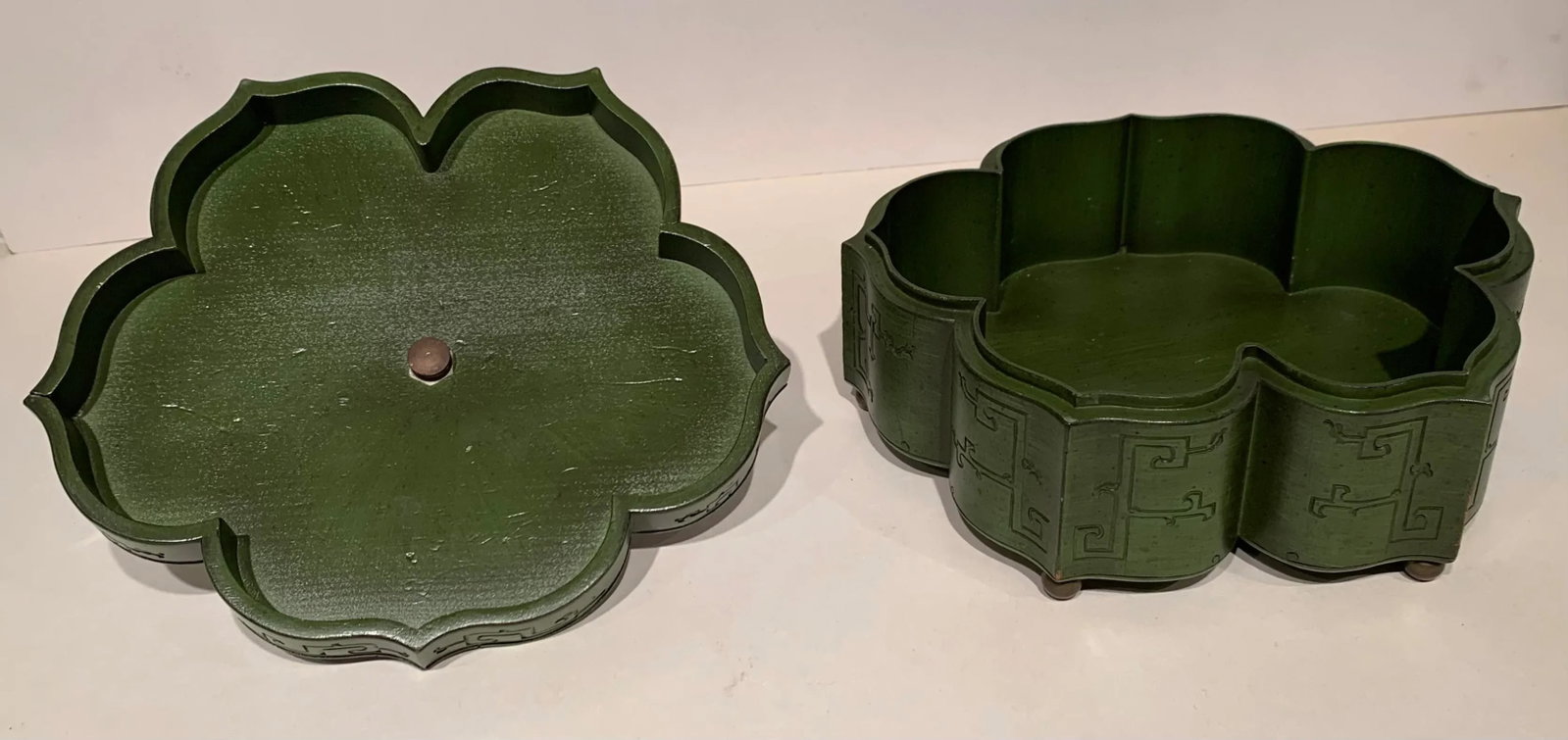 Vintage Lotus Wood Lidded Box - 7