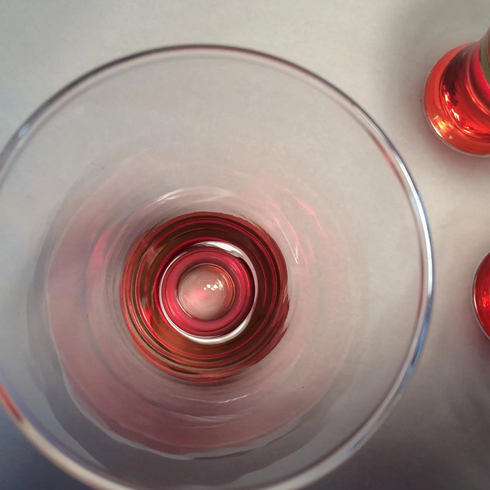 Vintage Red Base With Gold Band Hand Blown Pilsner Glasses - Set of 4 - 10