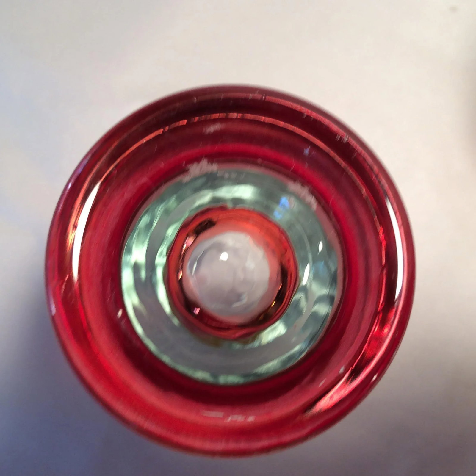 Vintage Red Base With Gold Band Hand Blown Pilsner Glasses - Set of 4 - 9