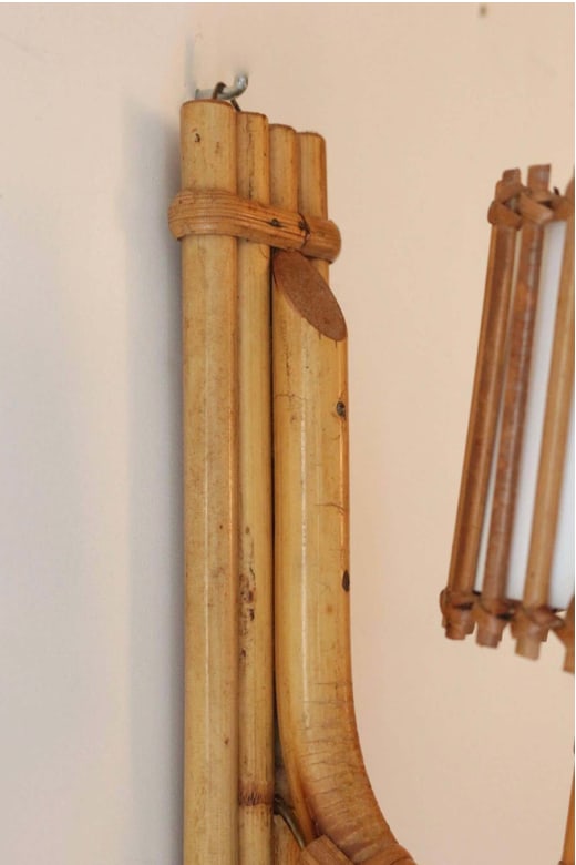 Pair of Rattan Wall Sconces, Louis Sognot 1950s - 4