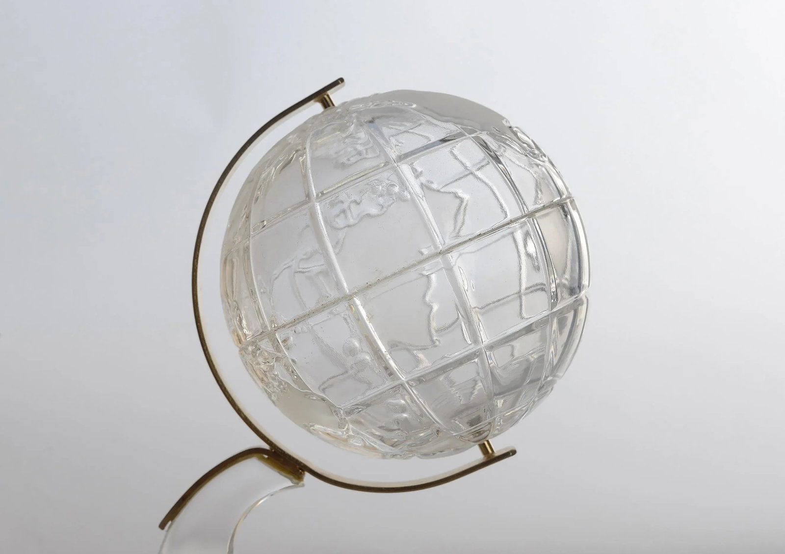 Small Vintage German Lead Crystal Glass Globe With Brass Accents - 5