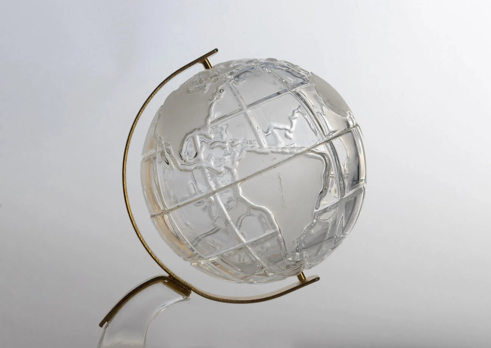 Small Vintage German Lead Crystal Glass Globe With Brass Accents - 6