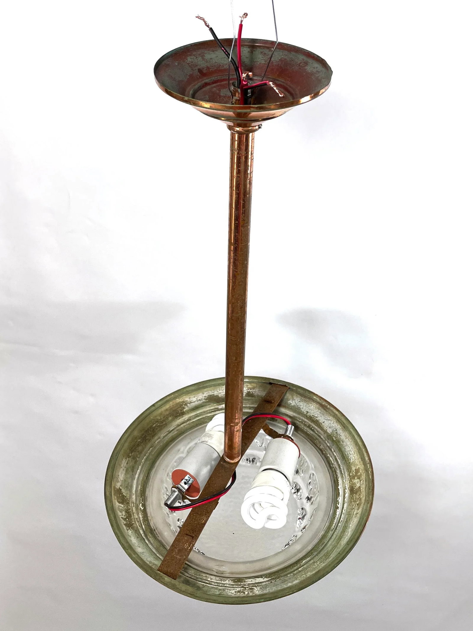 1930s French Art Deco Ezan Copper & Stalactite Glass Pendant Light - Rewired for u.s. Use - 7