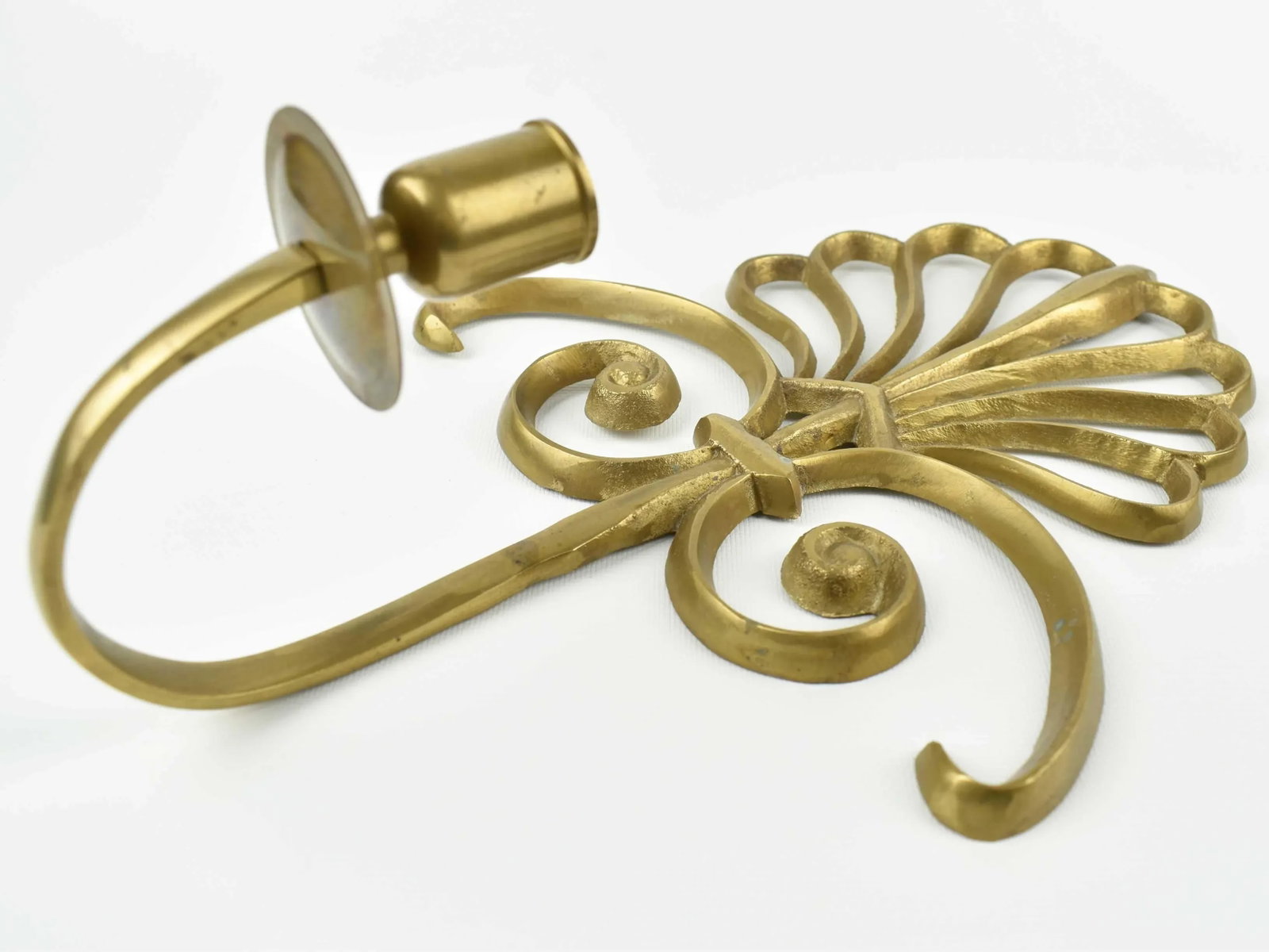 Mid-Century Solid Brass Wall Mounted Sconces Single Candle Candlestick Holder - a Pair - 5