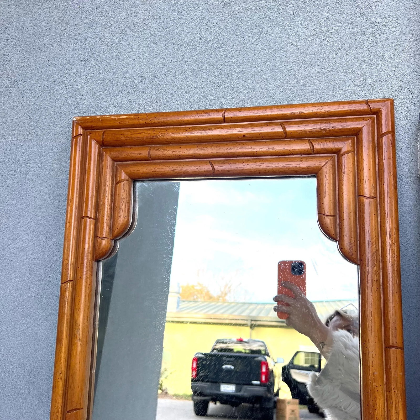 1970's Vintage Faux Bamboo Mirror in Natural Color - 3