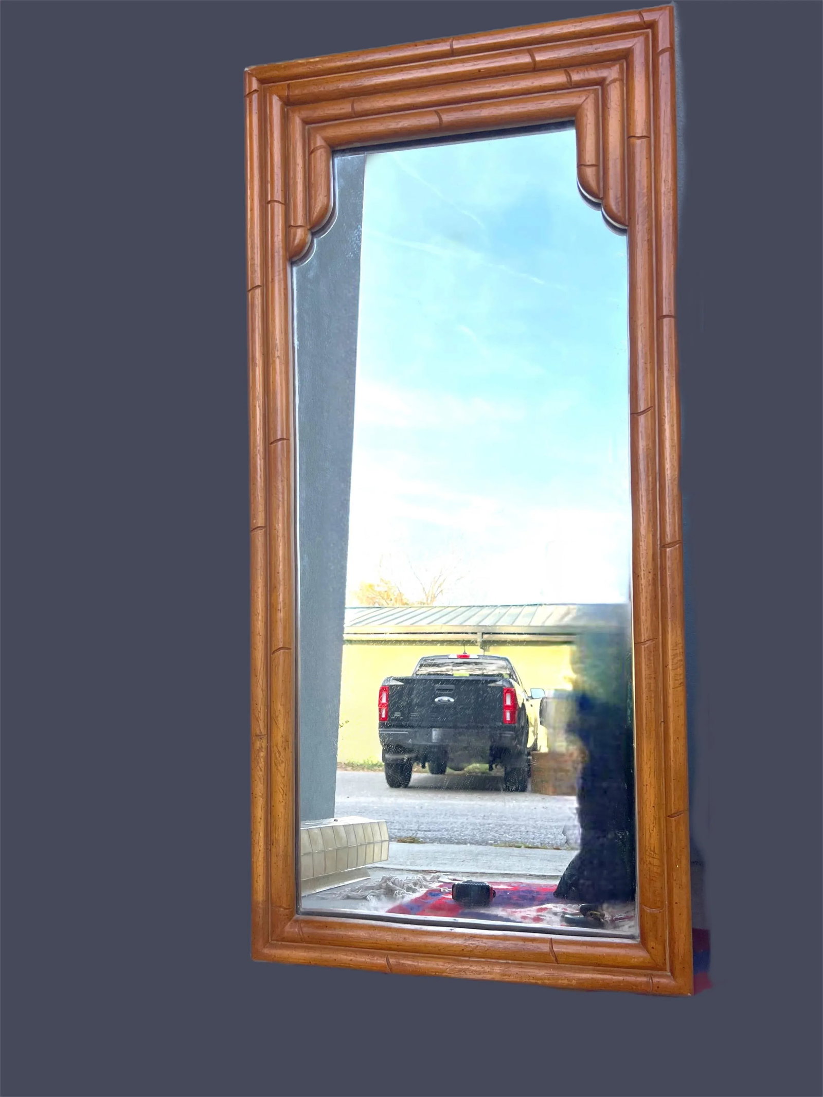 1970's Vintage Faux Bamboo Mirror in Natural Color - 4